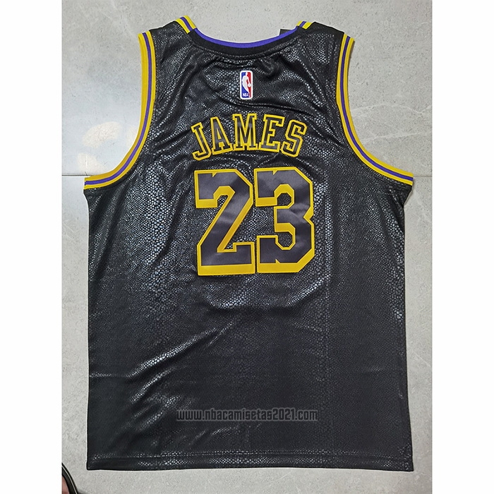 Camiseta Los Angeles Lakers LeBron James #23 Crenshaw Black Mamba Negro